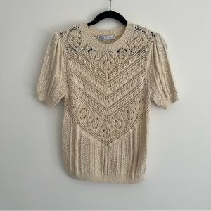 Cream Crochet Top Zara